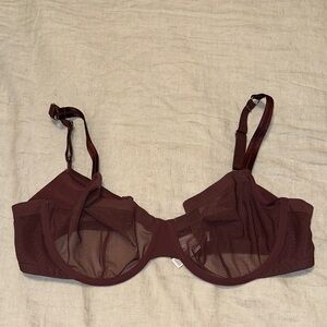 Sheer Underwire Bra in Burgundy - Women's Intimates